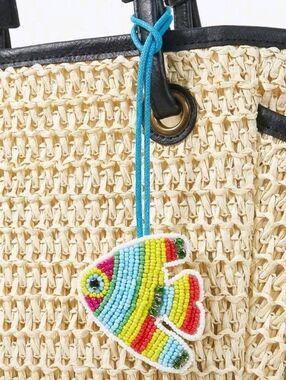Colorful Beaded Fish Bag Charm - Yellow, Blue, Red, Green